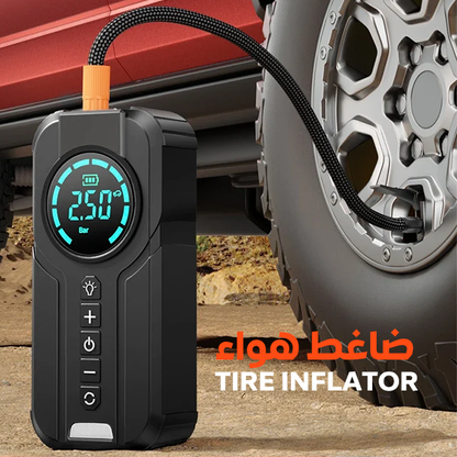 4 In 1 Portable Car Jump Starter - Tire Inflator - Power Bank - Lighting